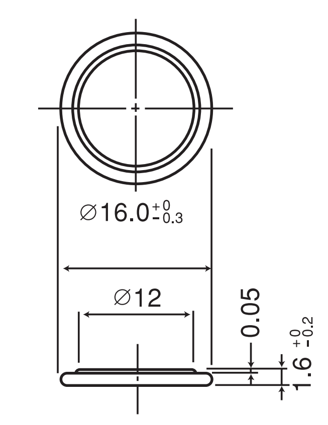 CR1616 Battery Dimensions
